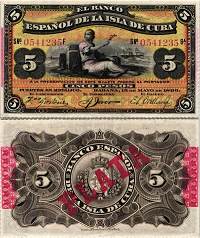 *5 Pesos Kuba 1896-97 P48 AU/UNC - Kliknutím na obrázok zatvorte -